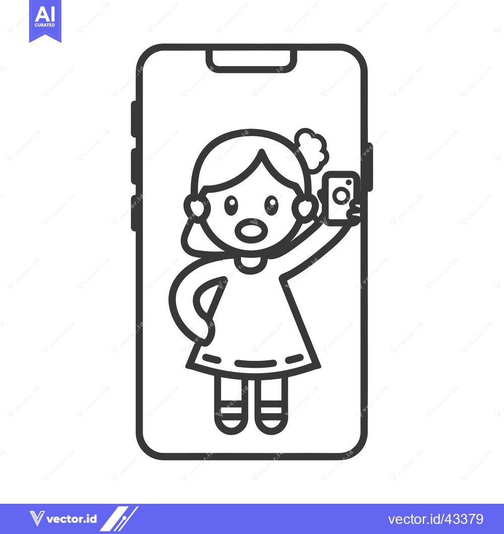 Premium Vector dari Girl taking a selfie with her smartphone