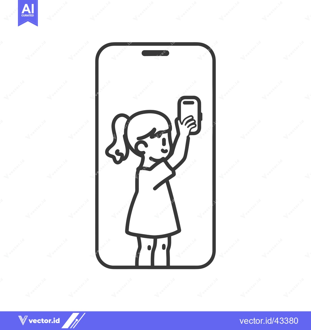 Premium Vector dari Girl Taking Selfie with Phone Inside a Phone