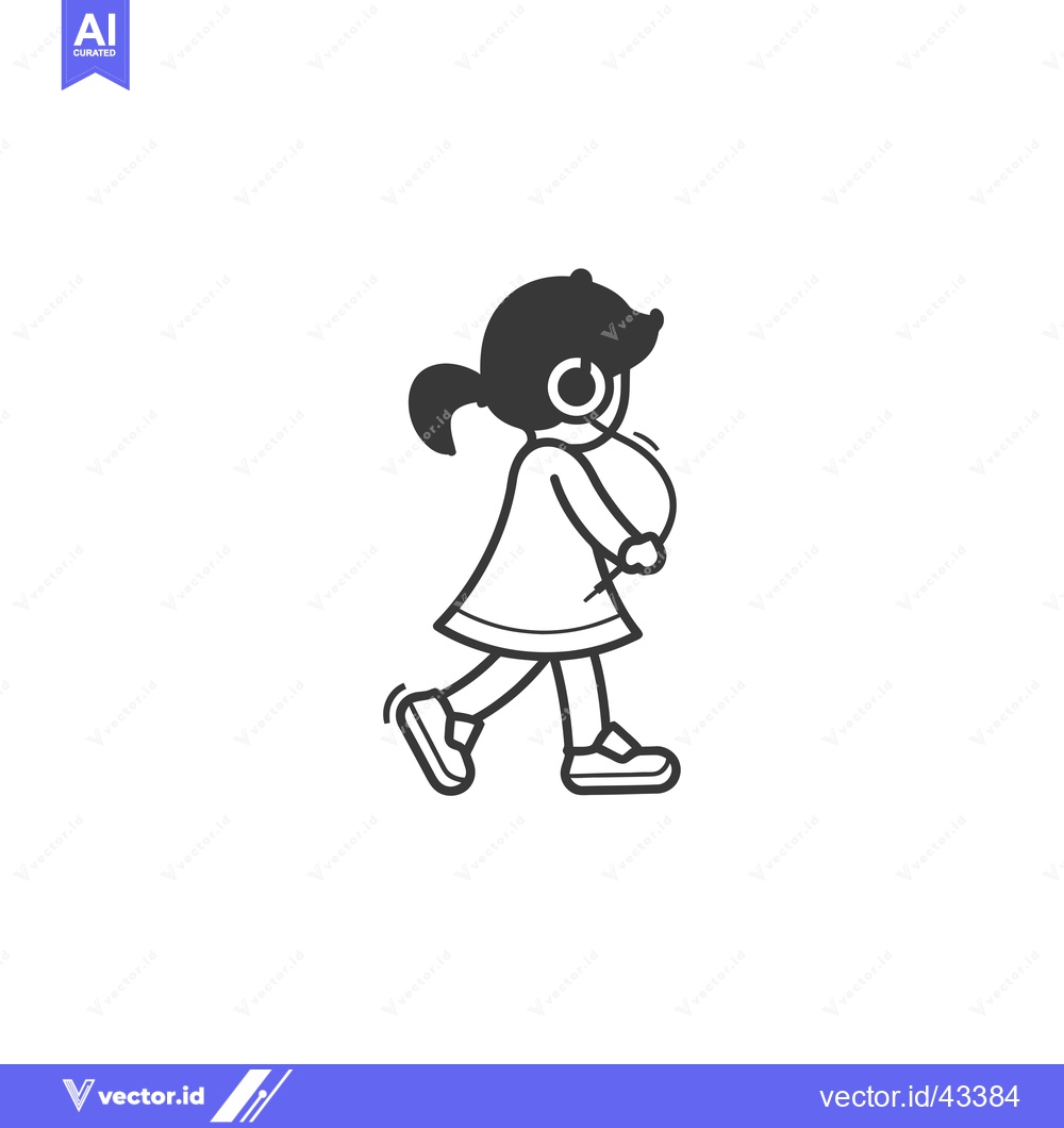 Premium Vector dari Girl Walking While Listening to Headphones