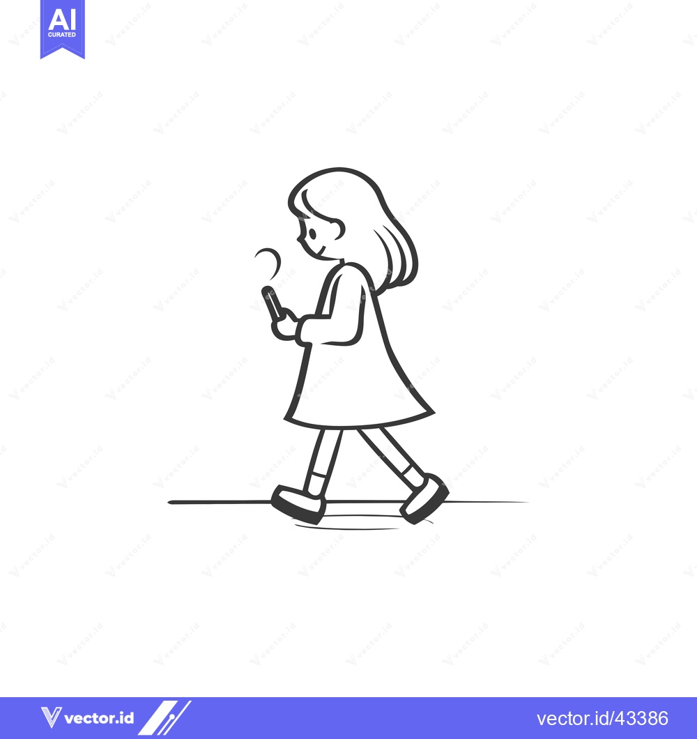 Premium Vector dari Girl Walking While Using a Phone