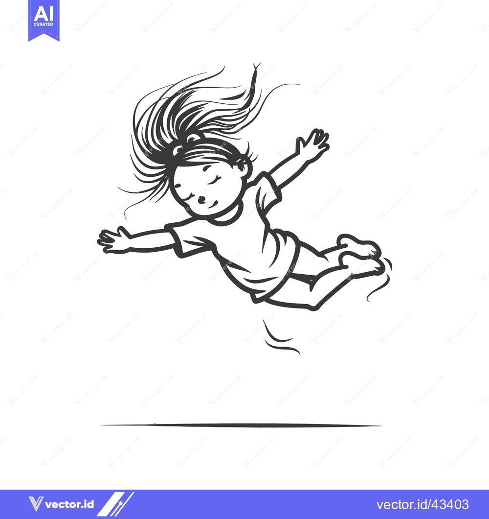 Premium Vector dari Girl with Long Hair Jumping with Arms Outstretched