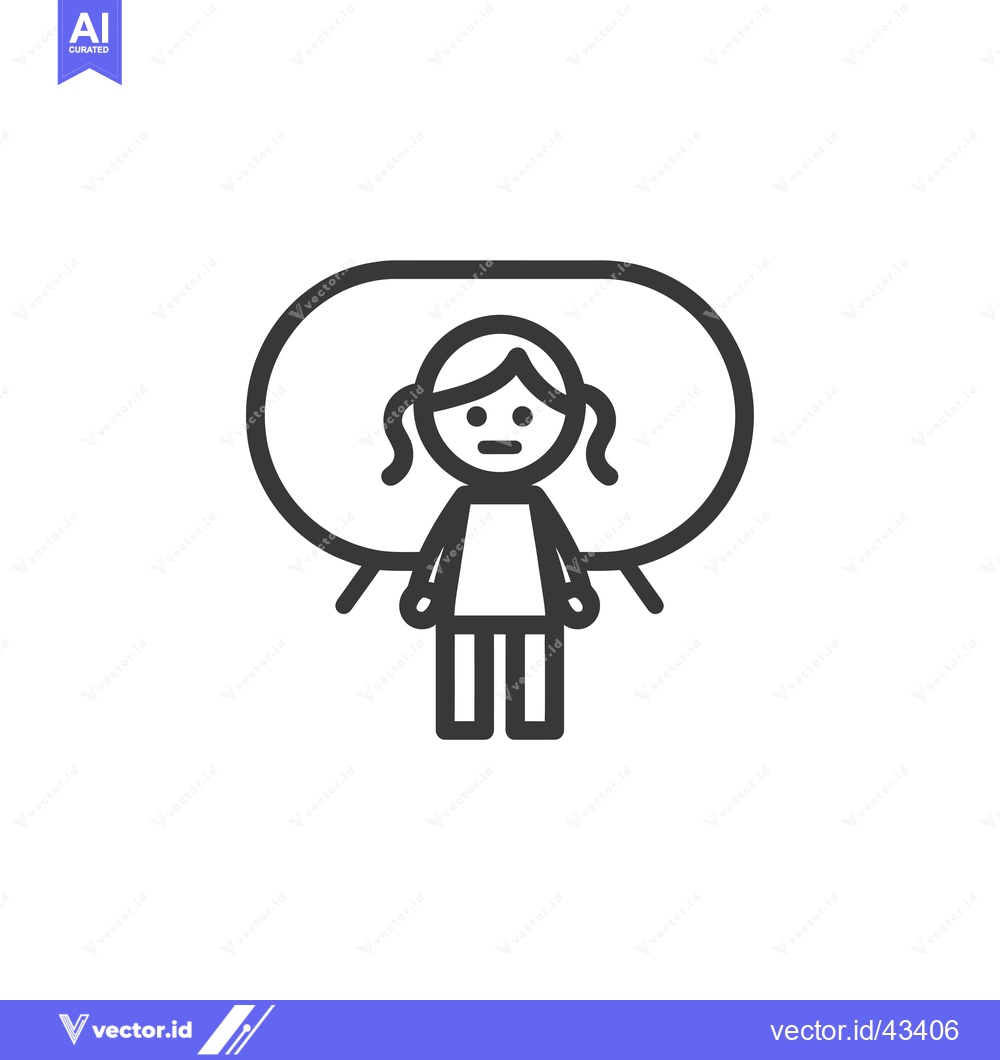 Premium Vector dari Girl with pigtails standing in a speech bubble