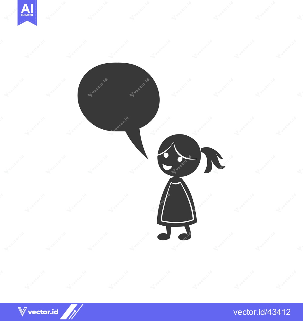Premium Vector dari Girl with Speech Bubble and Happy Expression