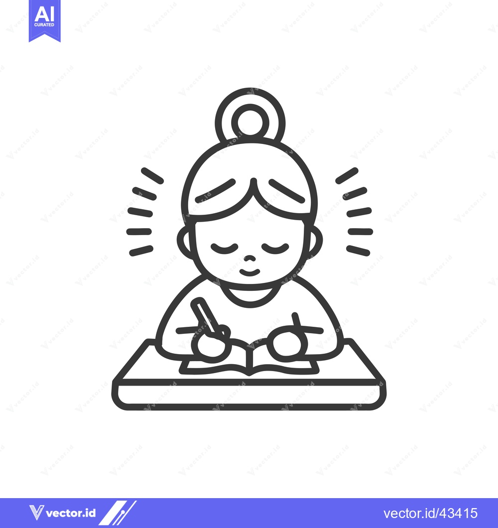 Premium Vector of Girl writing in a notebook with a pen and a smile