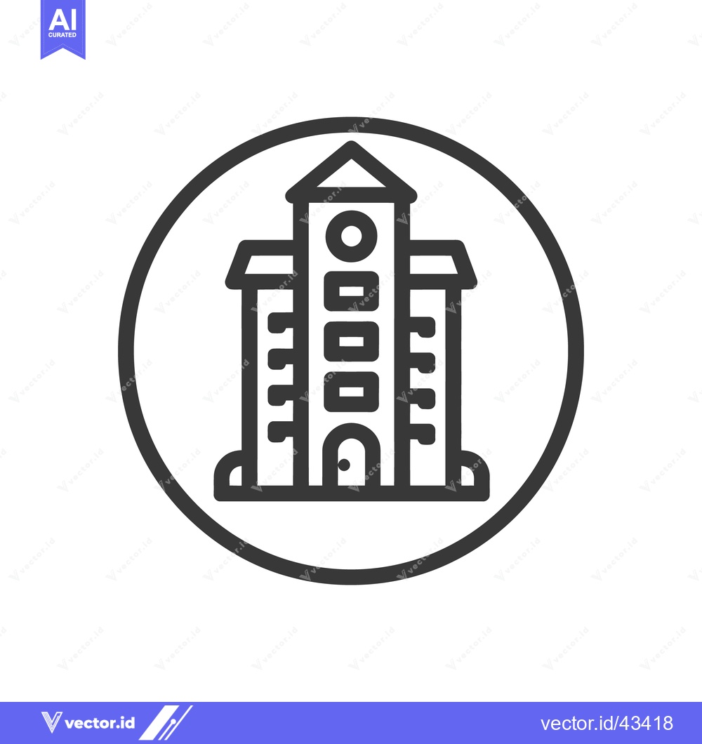 Premium Vector of Minimalist Building Icon: University or Government Structure in Circle