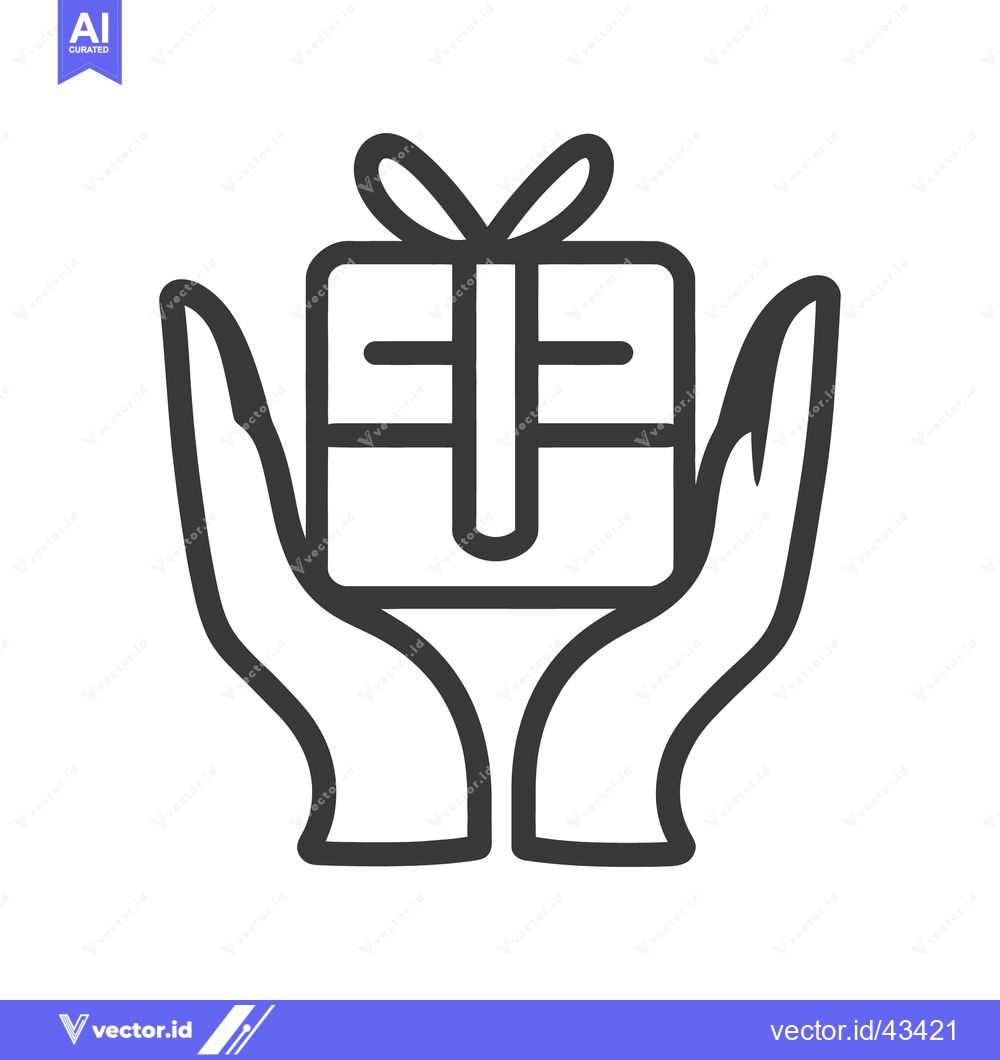 Premium Vector of Simple Line Drawing Depicting Hands Presenting a Gift