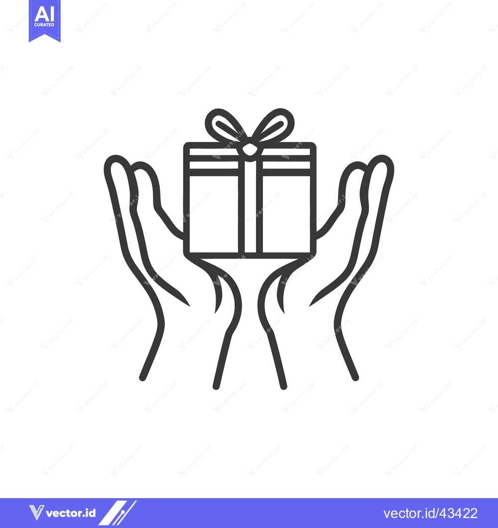 Premium Vector dari A pair of hands gently holding a wrapped gift box