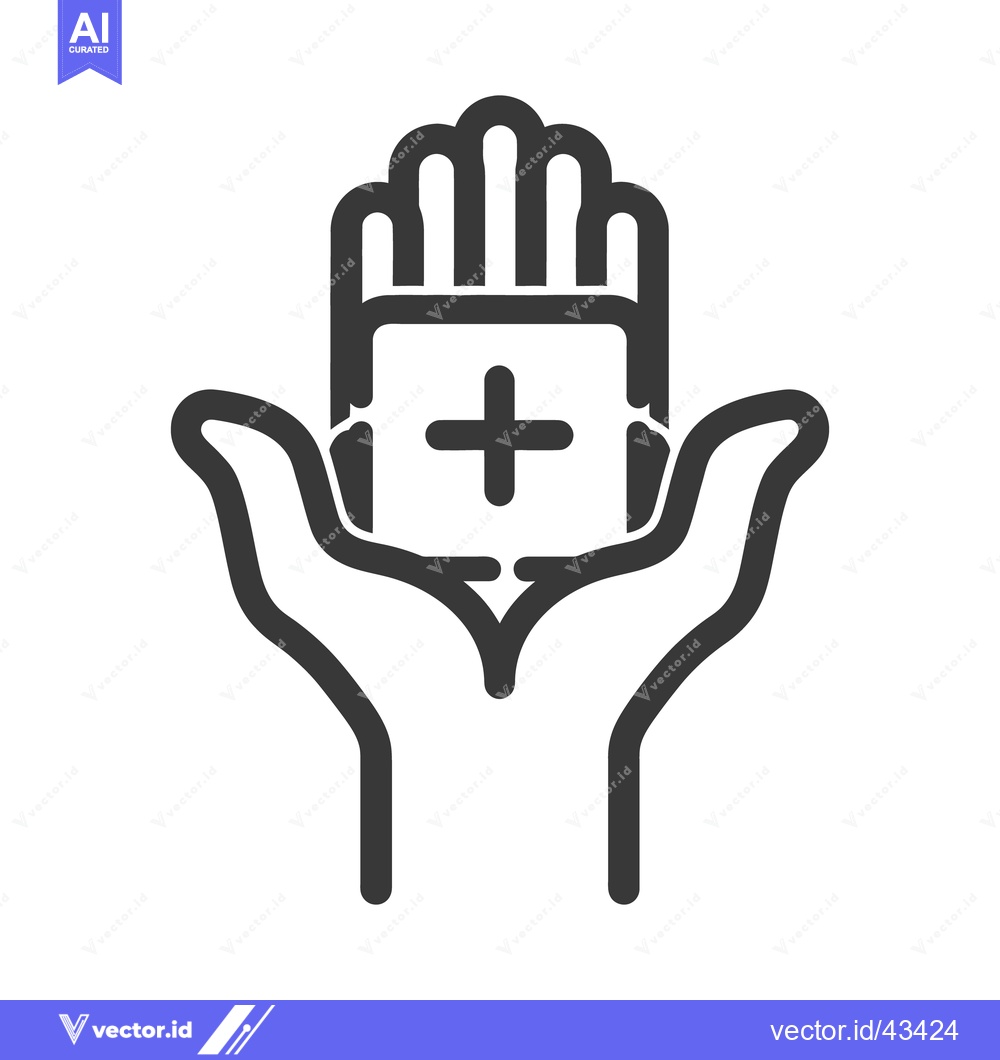 Premium Vector dari A pair of hands holding a symbol of medical aid
