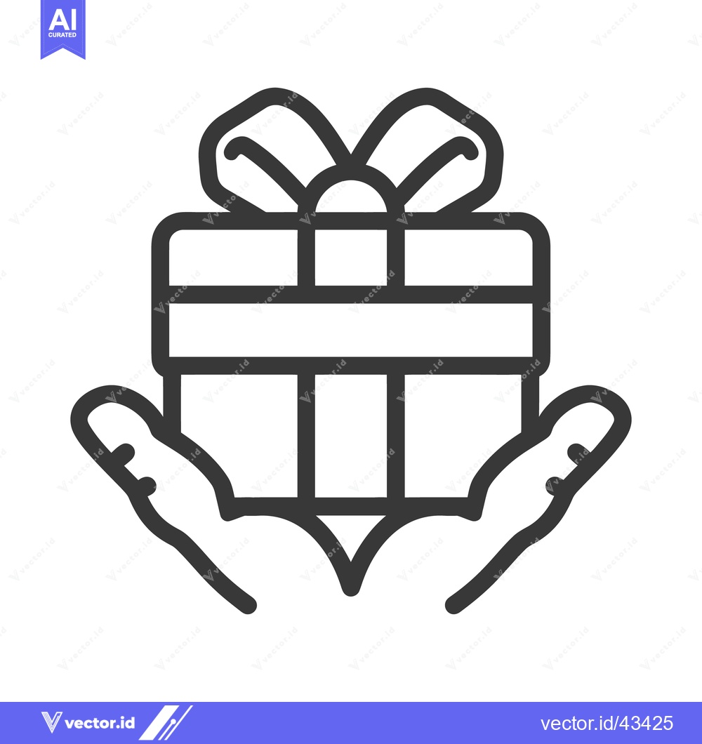Premium Vector dari A hands holding a gift box with a decorative bow on top