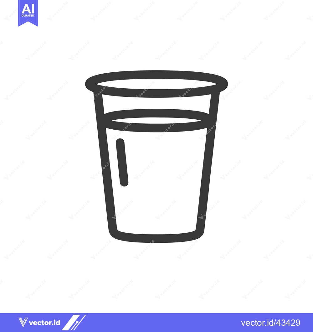 Premium Vector dari Minimalist Glass of Water Icon, Clean Line Art Design on White Backgro