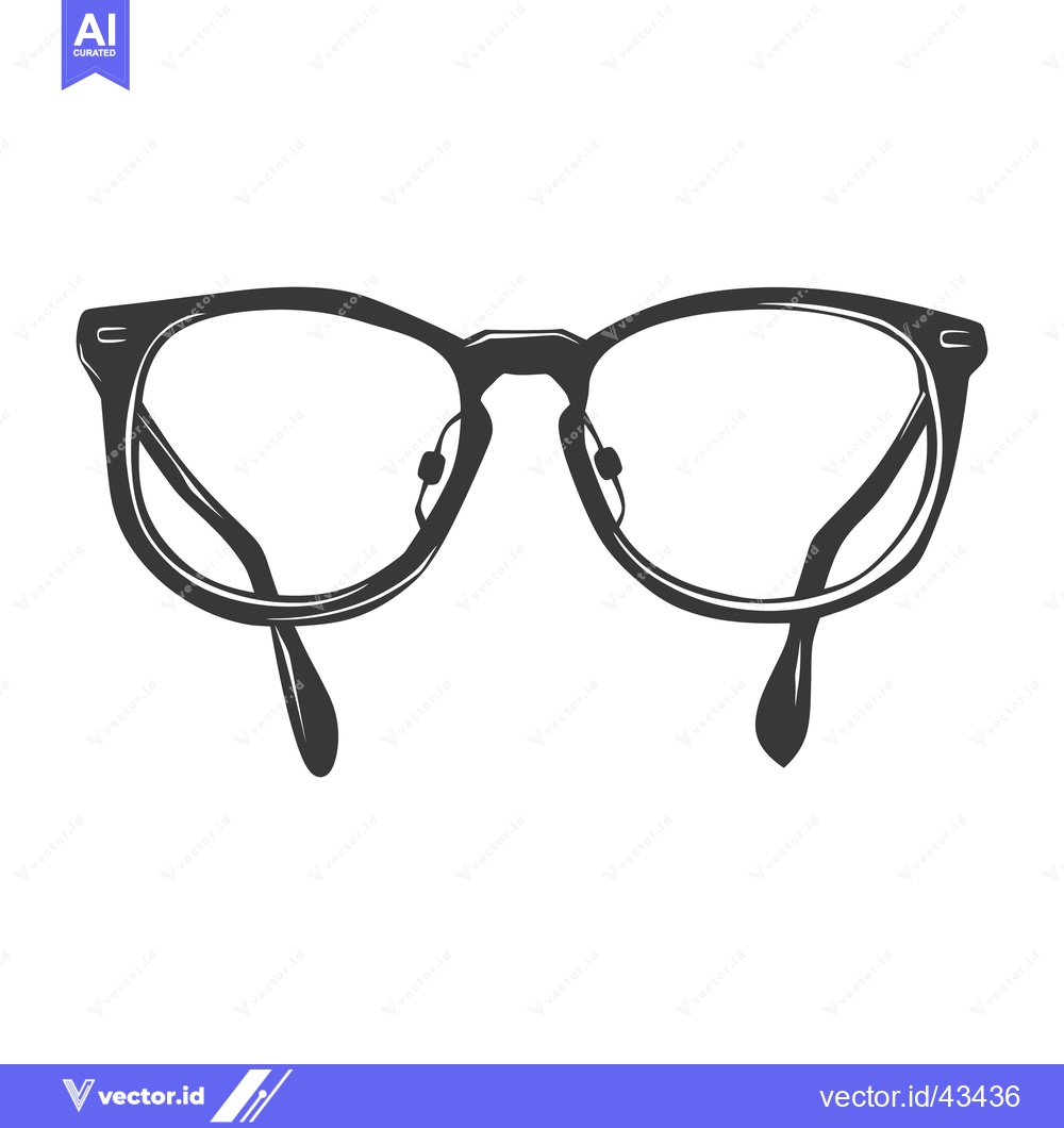 Premium Vector of Black and white image of classic eyeglasses on white background