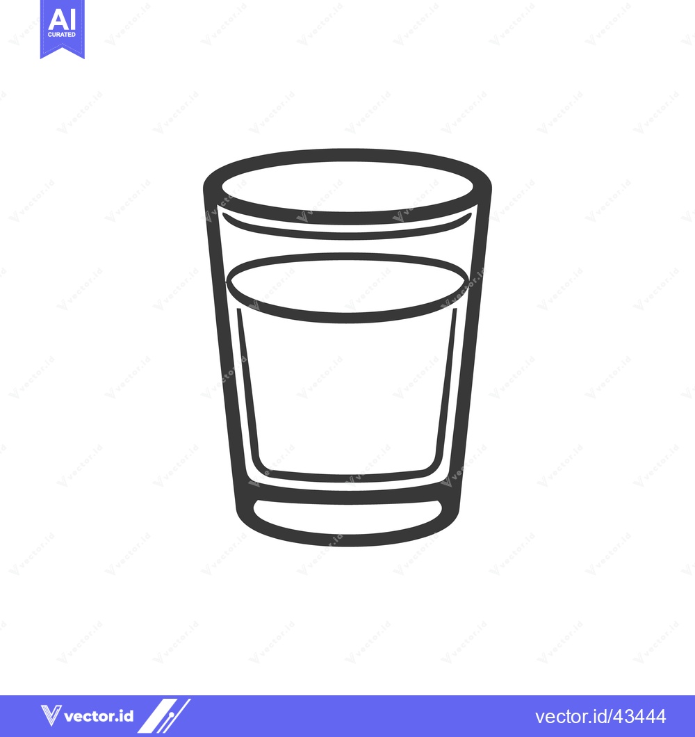 Premium Vector dari A simple line drawing depicting a full glass of water