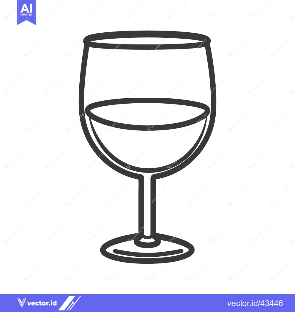 Premium Vector dari A Simple Black And White Outline Image of a Wine Glass