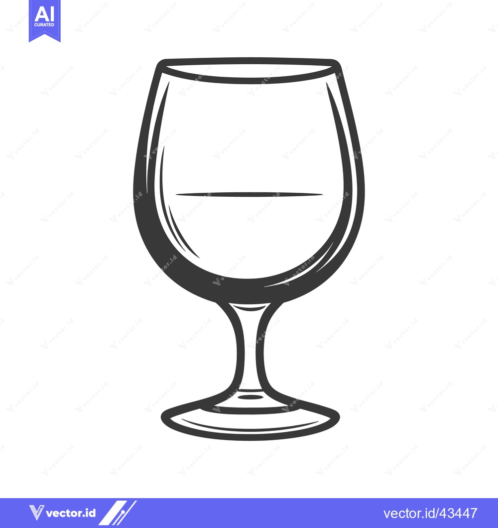 Premium Vector of An Elegant Outline Depicting a Glass Stemware Used For Beverage