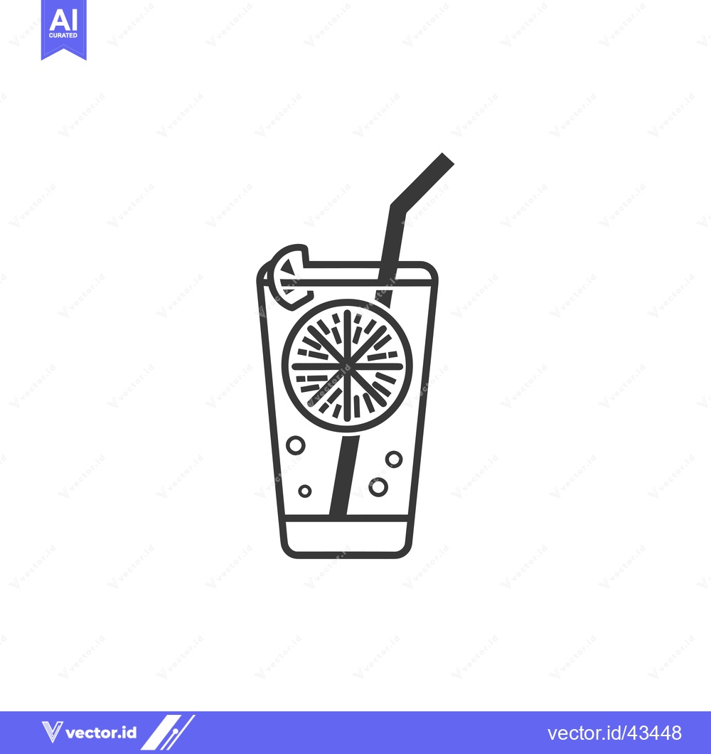 Premium Vector dari Glass of Lemon Soda with Straw and Lime Wedge