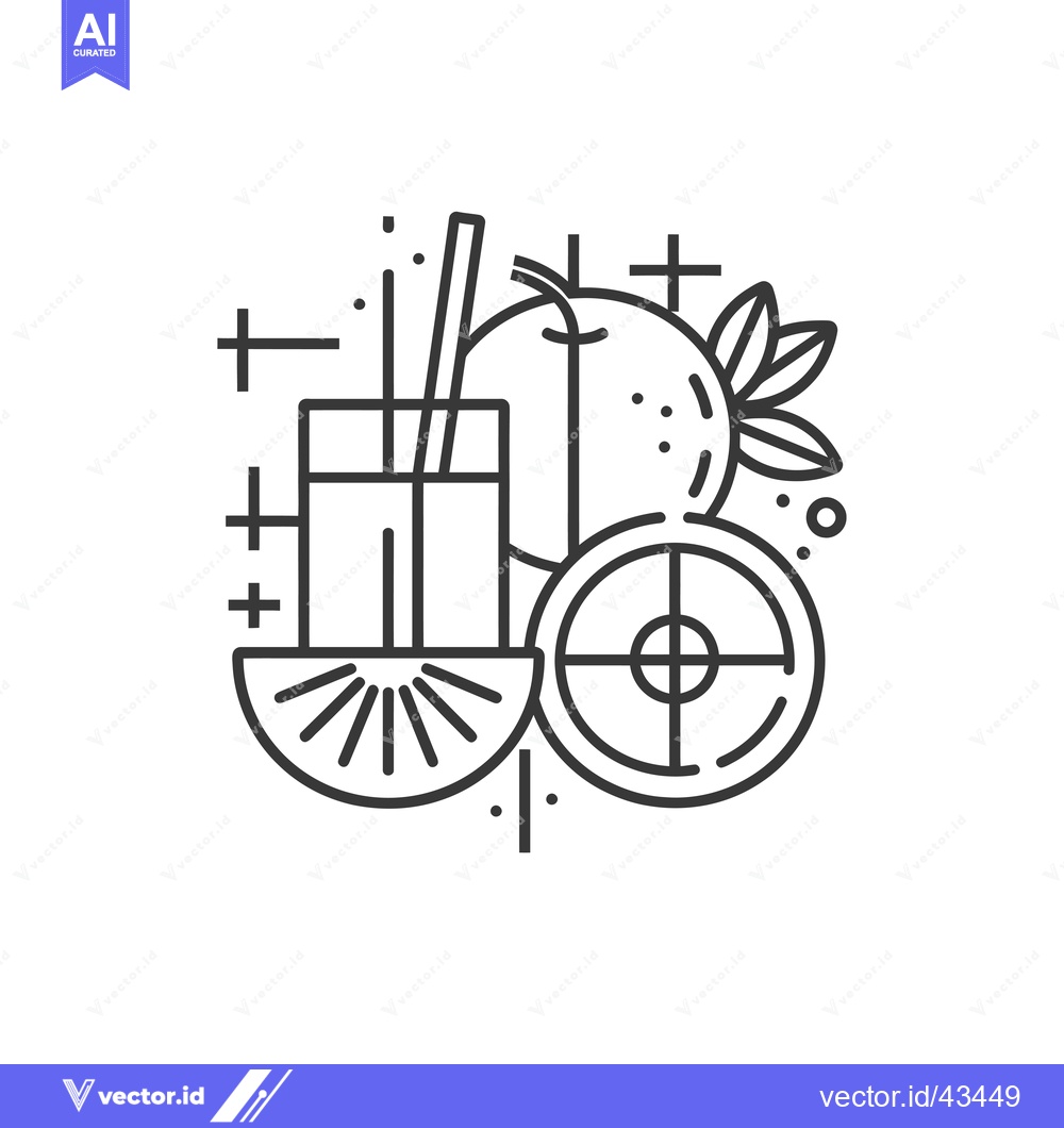 Premium Vector of Glass of Orange Juice with Straw, Slices, and Leaves