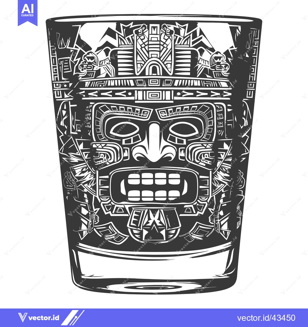 Premium Vector dari Glass with a stylized Mayan mask design