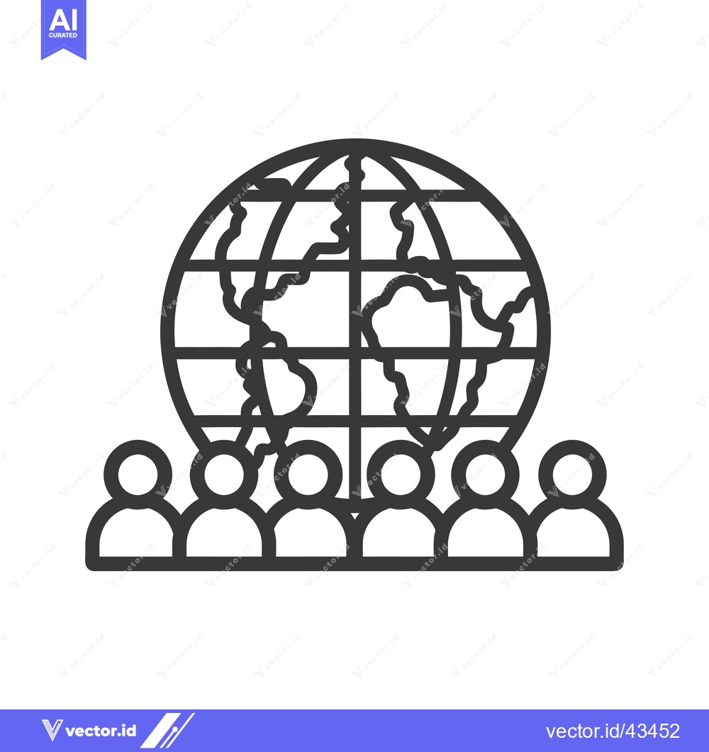 Premium Vector of Global Community of People Represented by Earth Globe