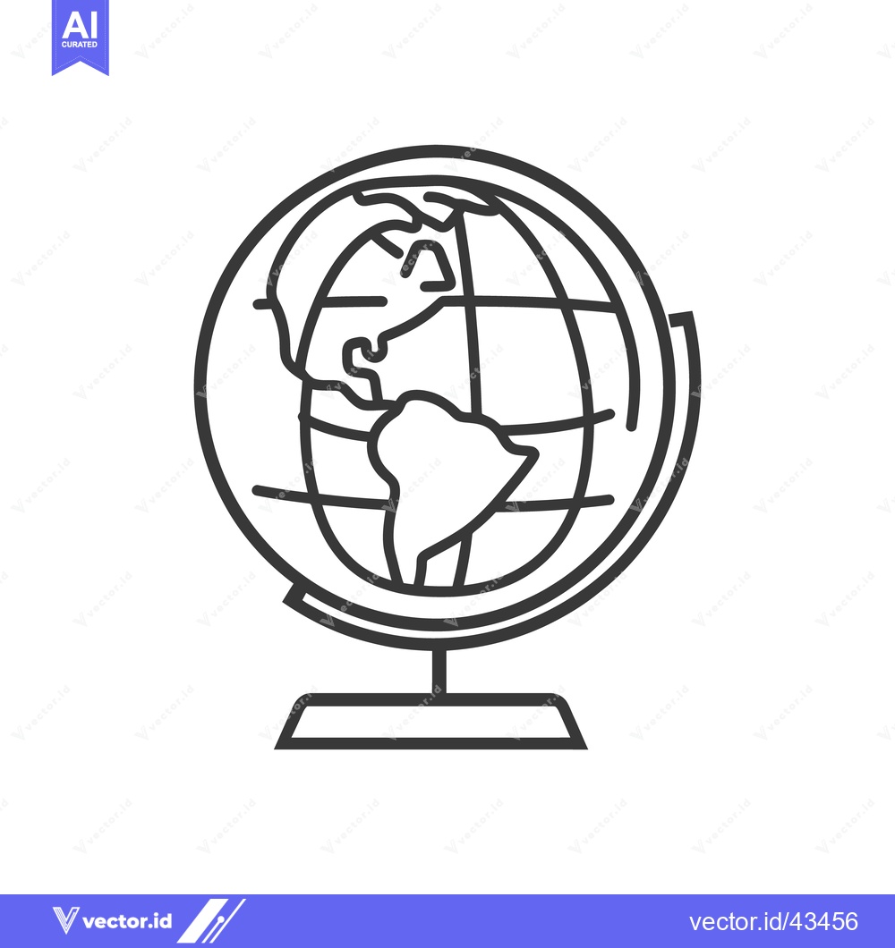 Premium Vector of A black and white line drawing of a globe on a stand