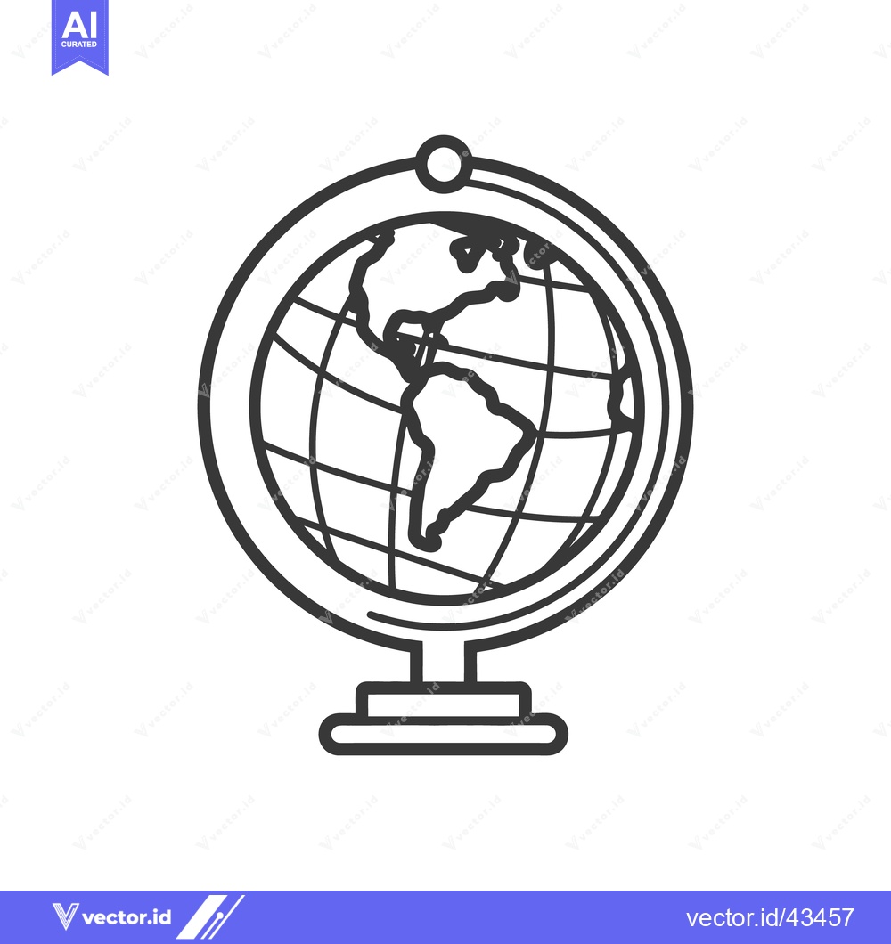 Premium Vector dari A simple black and white line drawing depicting a terrestrial globe