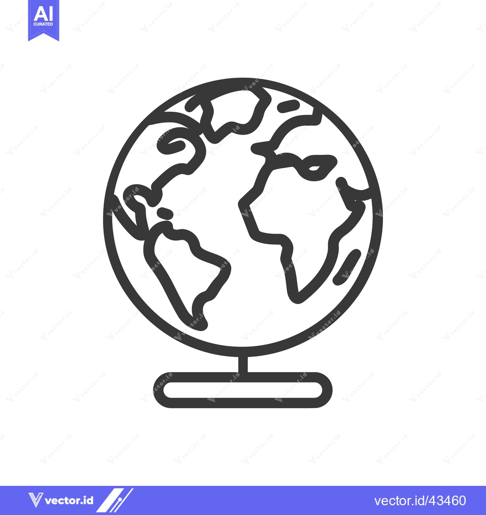 Premium Vector of An illustrated black and white image of planet earth on stand