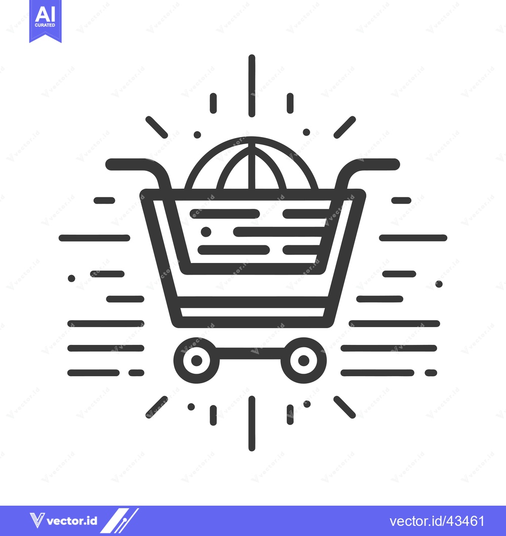 Premium Vector dari Global Shopping Cart with Speed Lines and a Globe on Top