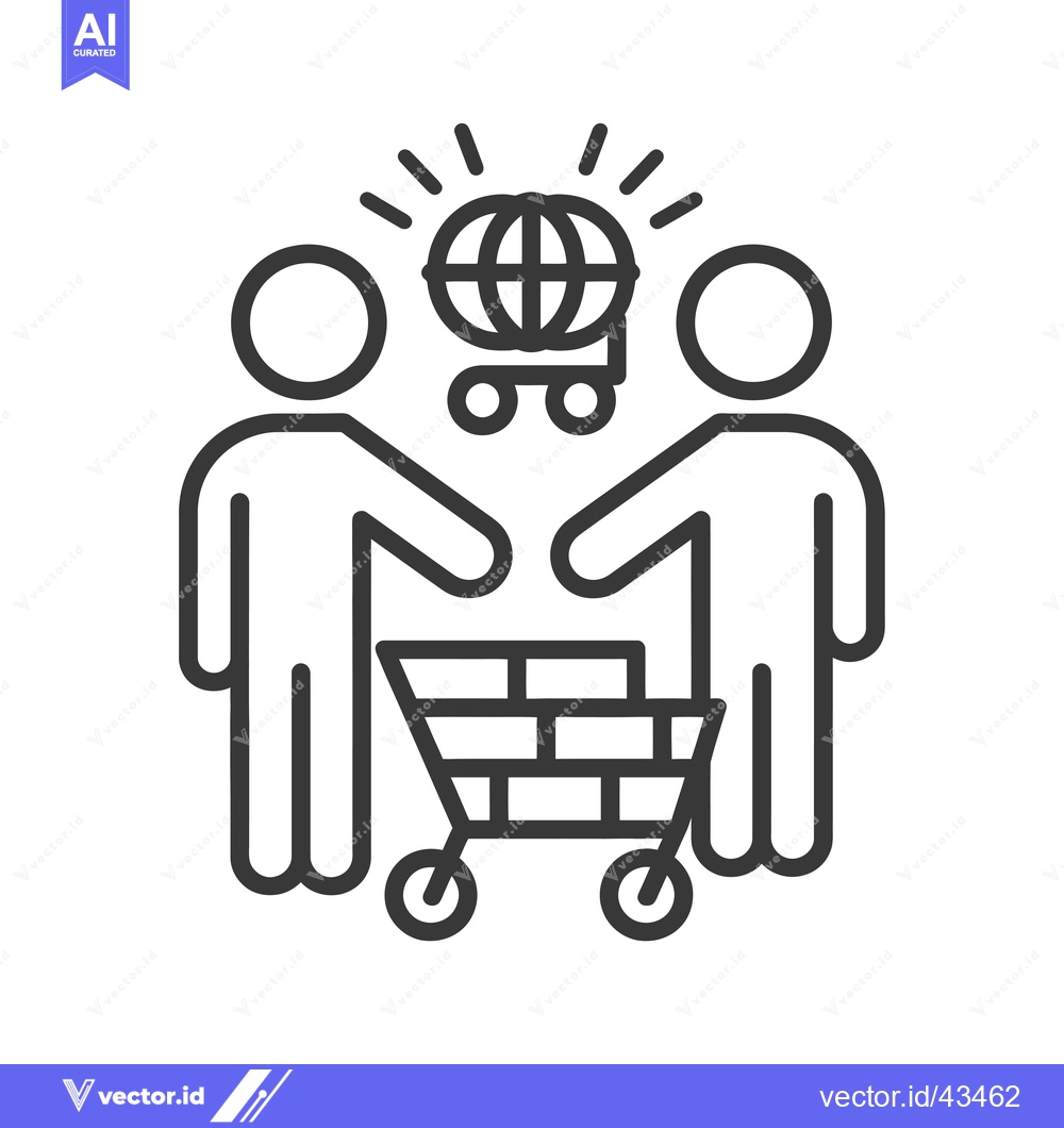 Premium Vector dari Global Shopping with Two People and a Cart