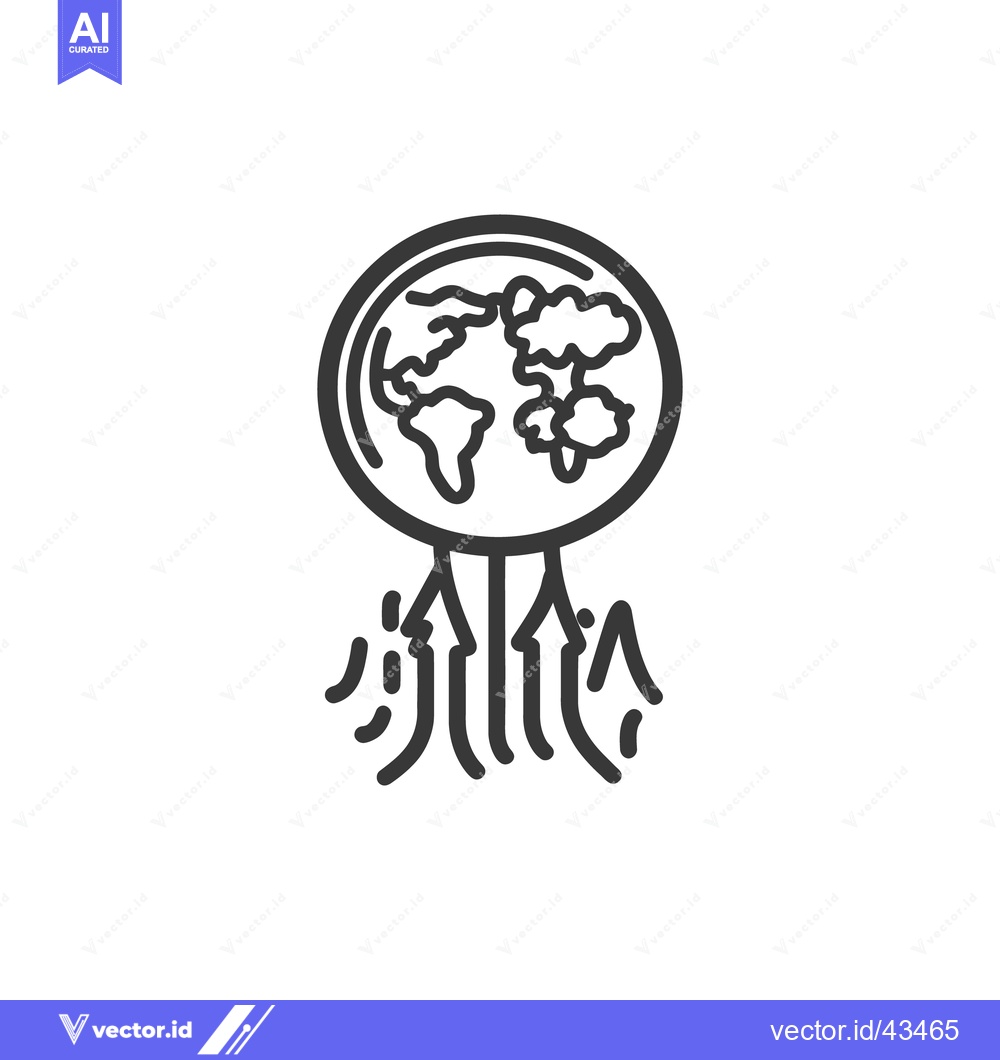 Premium Vector of An illustrated earth globe with upward arrows below it