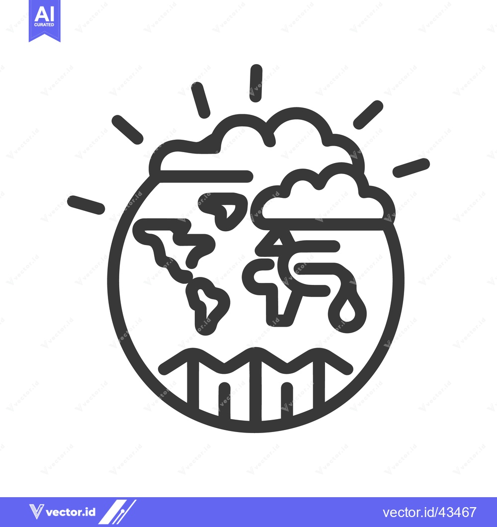 Premium Vector of An illustration depicts the Earth with clouds and emitted rays
