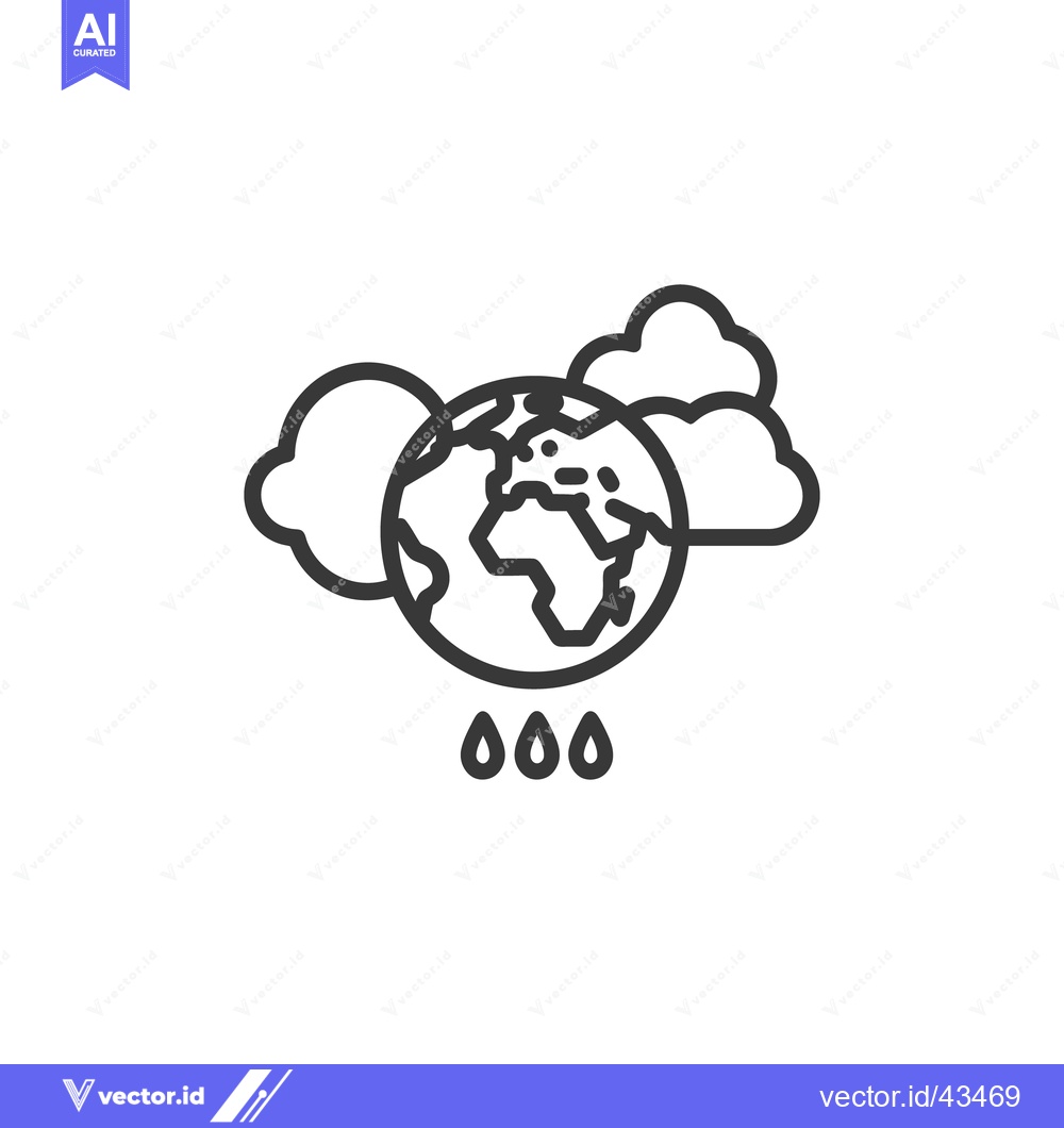 Premium Vector of Simplified illustration depicting the planet with clouds and raindrops