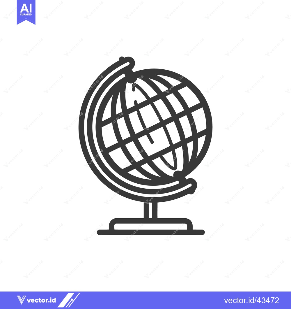Premium Vector dari Minimalist Globe Icon: Black Outline on White Background, Education Sy