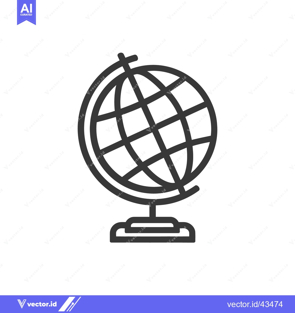Premium Vector dari Minimalist Globe Icon: Black Outline on White Background, Education Sy