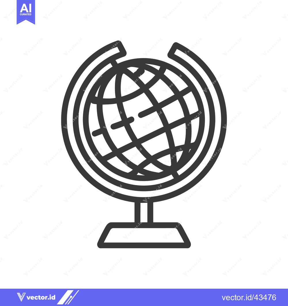 Premium Vector of Minimalist Globe Icon: World Geography, Education, and Global Awarenes