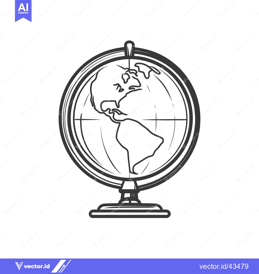Premium Vector dari A black and white line drawing of a world globe