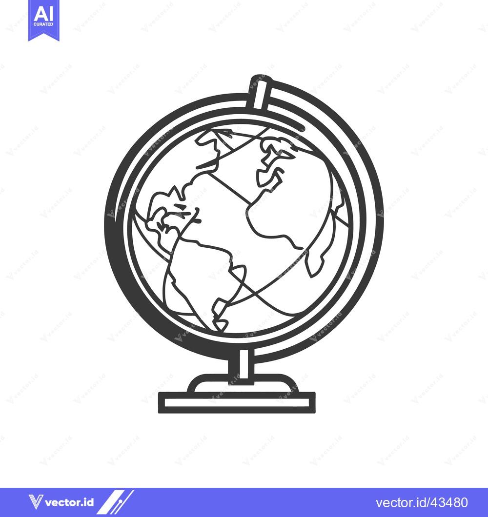 Premium Vector dari A detailed black and white illustration of a desktop globe