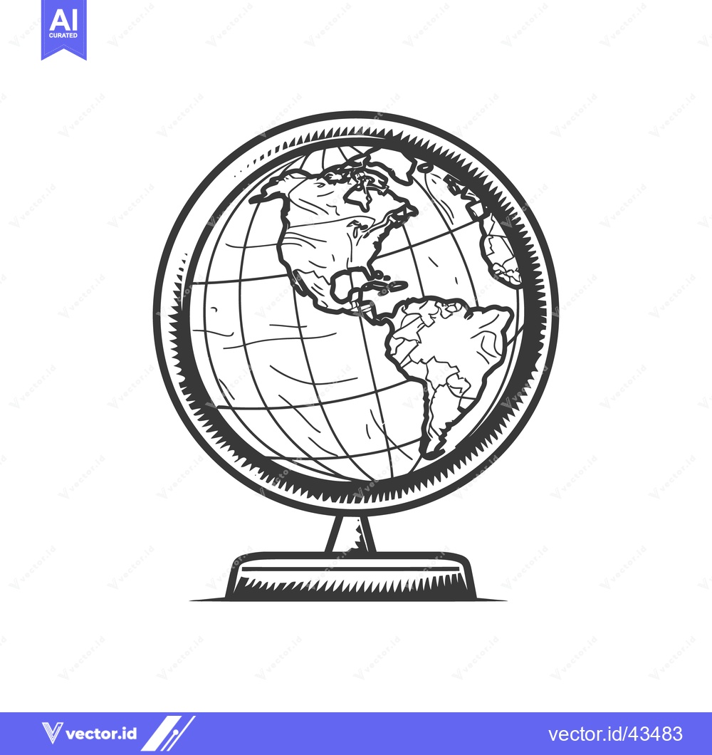 Premium Vector of Detailed sketch of the world displayed on a stand for study