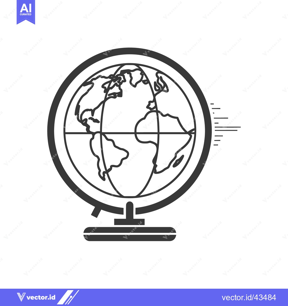 Premium Vector dari A simple black and white illustration of a globe on a stand