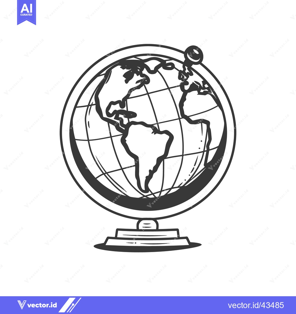 Premium Vector dari A black and white illustration depicting an earth globe object