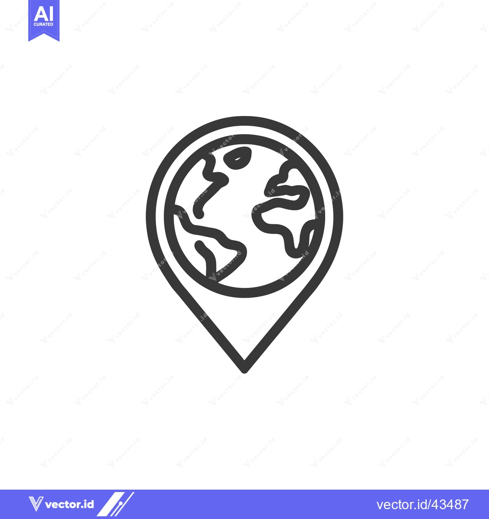 Premium Vector of Global Location Pin Icon: Earth in a Pointer, Minimalist Design