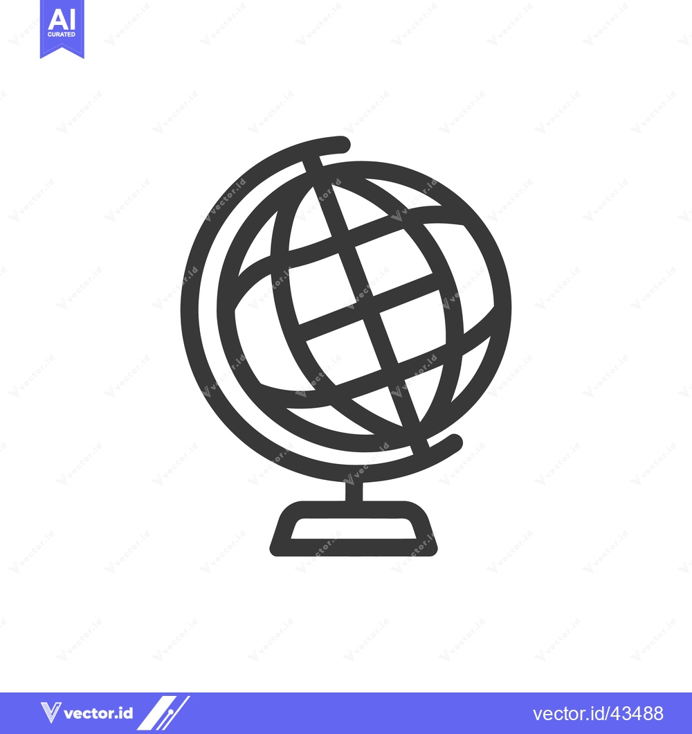 Premium Vector dari Minimalist Globe Icon: Stylized World Representation on Stand