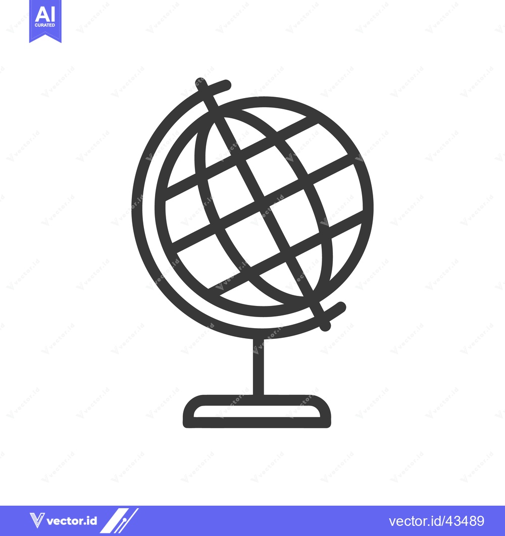 Premium Vector of Minimalist Globe Icon: Geography, Education, and Global Connection Sym
