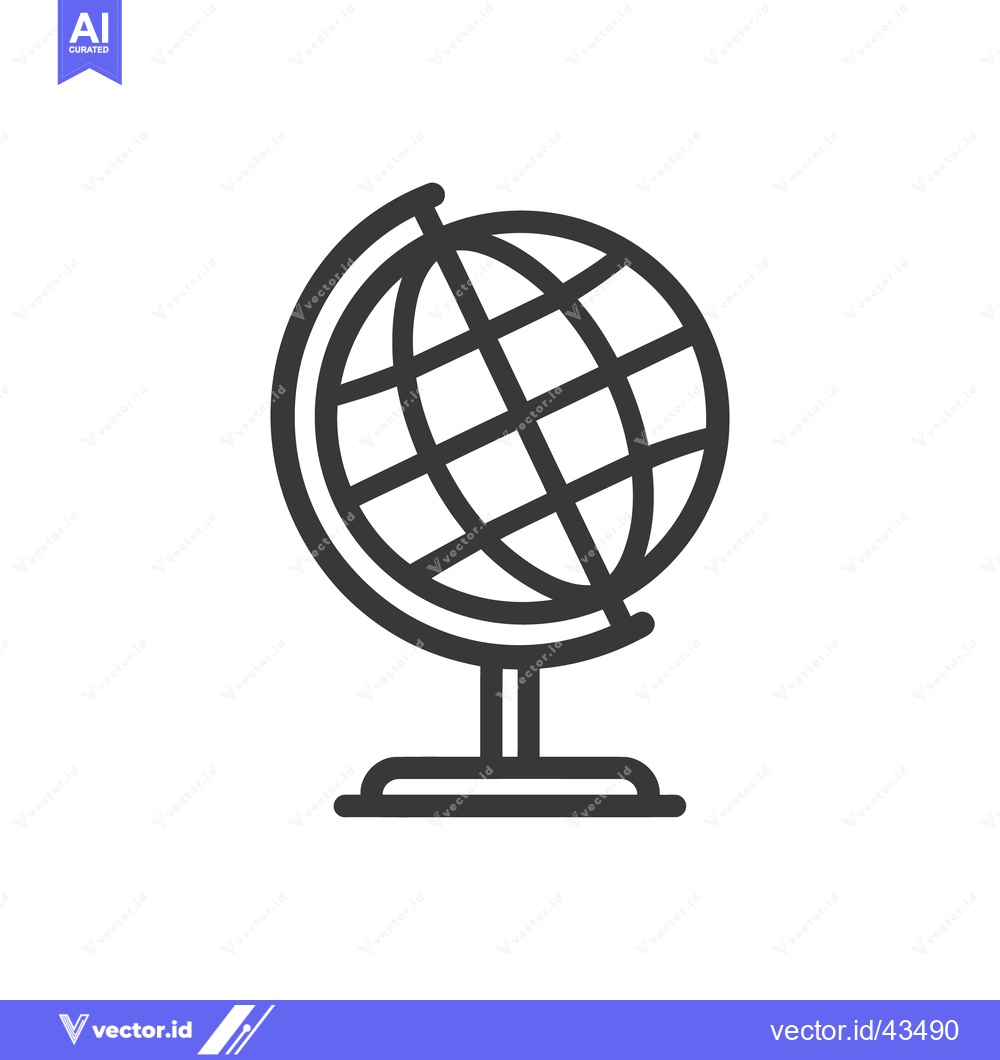 Premium Vector of Minimalist Globe Icon: Dark Gray Outline on White Background, Educatio