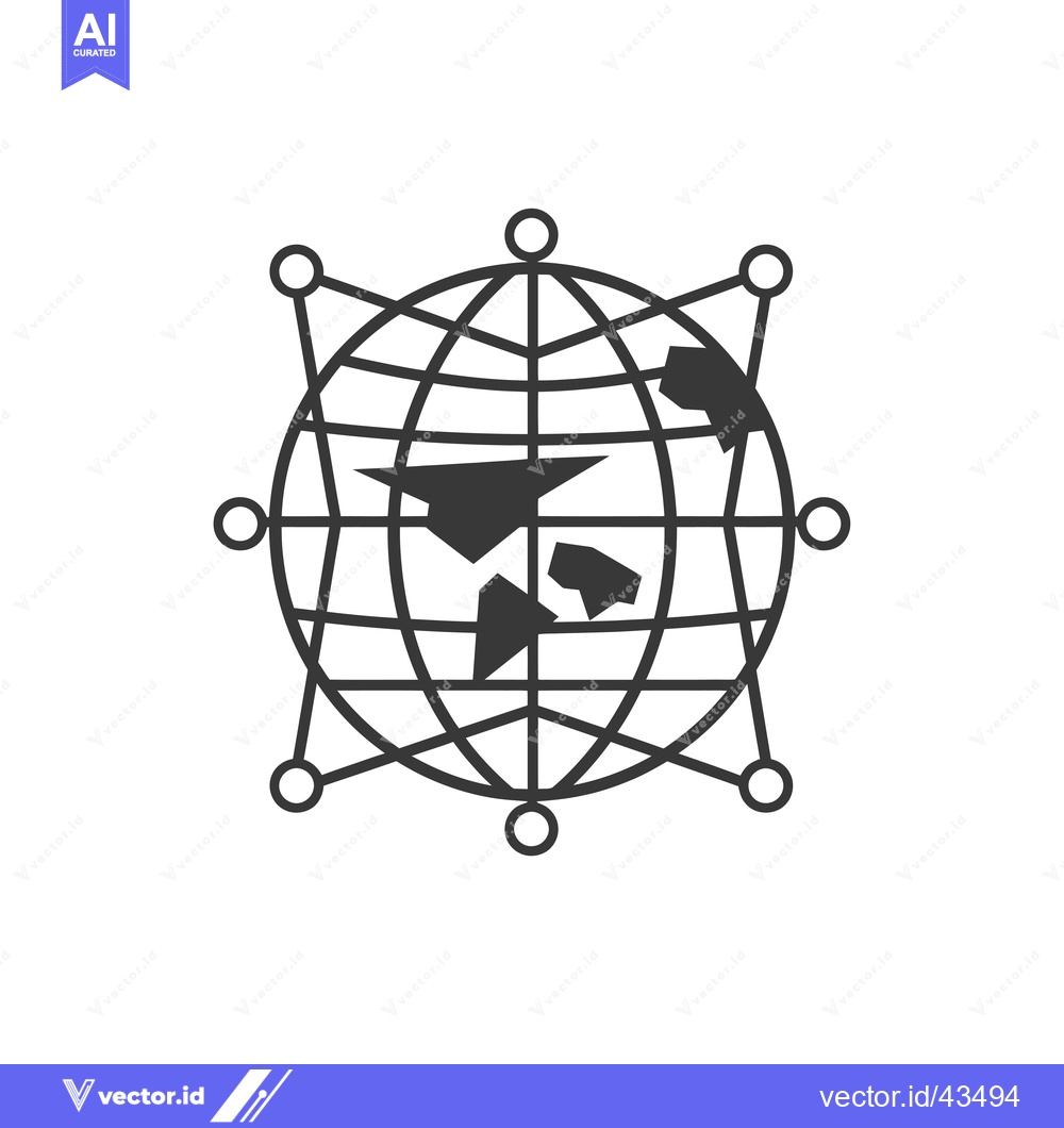 Premium Vector of Globe with Network Connections and Landmasses