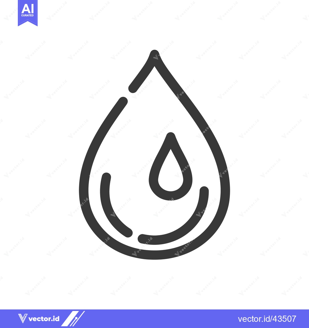Premium Vector dari Minimalist Water Drop Icon with Inner Reflection, Line Art