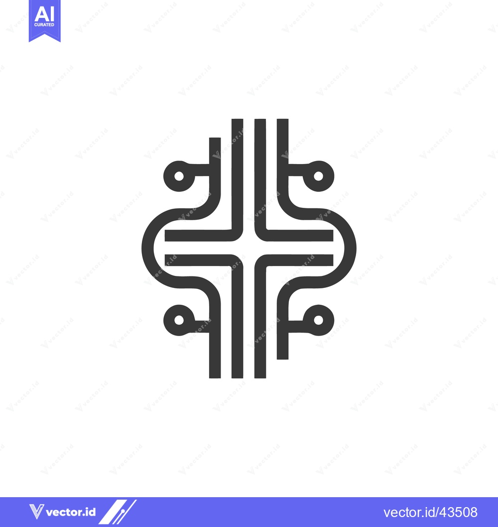 Premium Vector dari Minimalist Tech Cross Logo: Circuit Board Inspired Design on White Bac