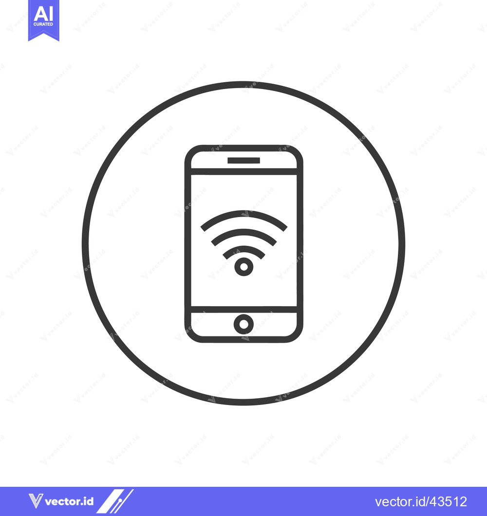 Premium Vector dari Minimalist Smartphone Icon with WiFi Signal in Circular Frame, Black O