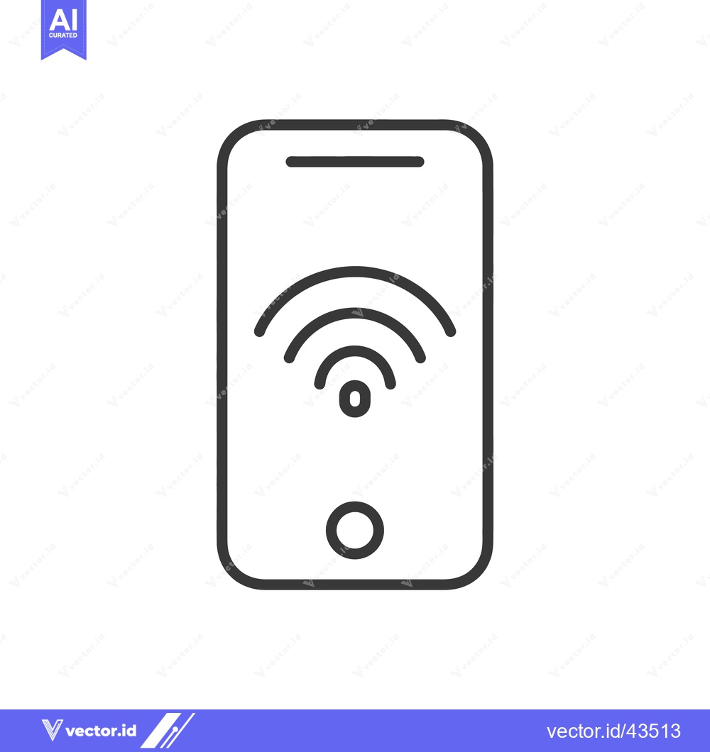 Premium Vector of Minimalist Smartphone Icon with WiFi Signal, Clean Line Art Design