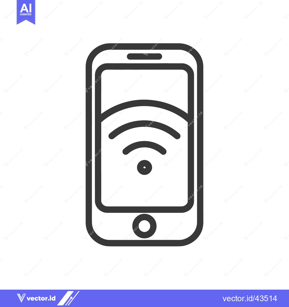 Premium Vector dari Smartphone with WiFi Symbol: Clean Line Art Icon on White Background