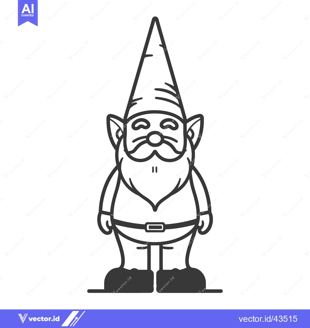 Premium Vector of A simple black and white illustration of a garden gnome