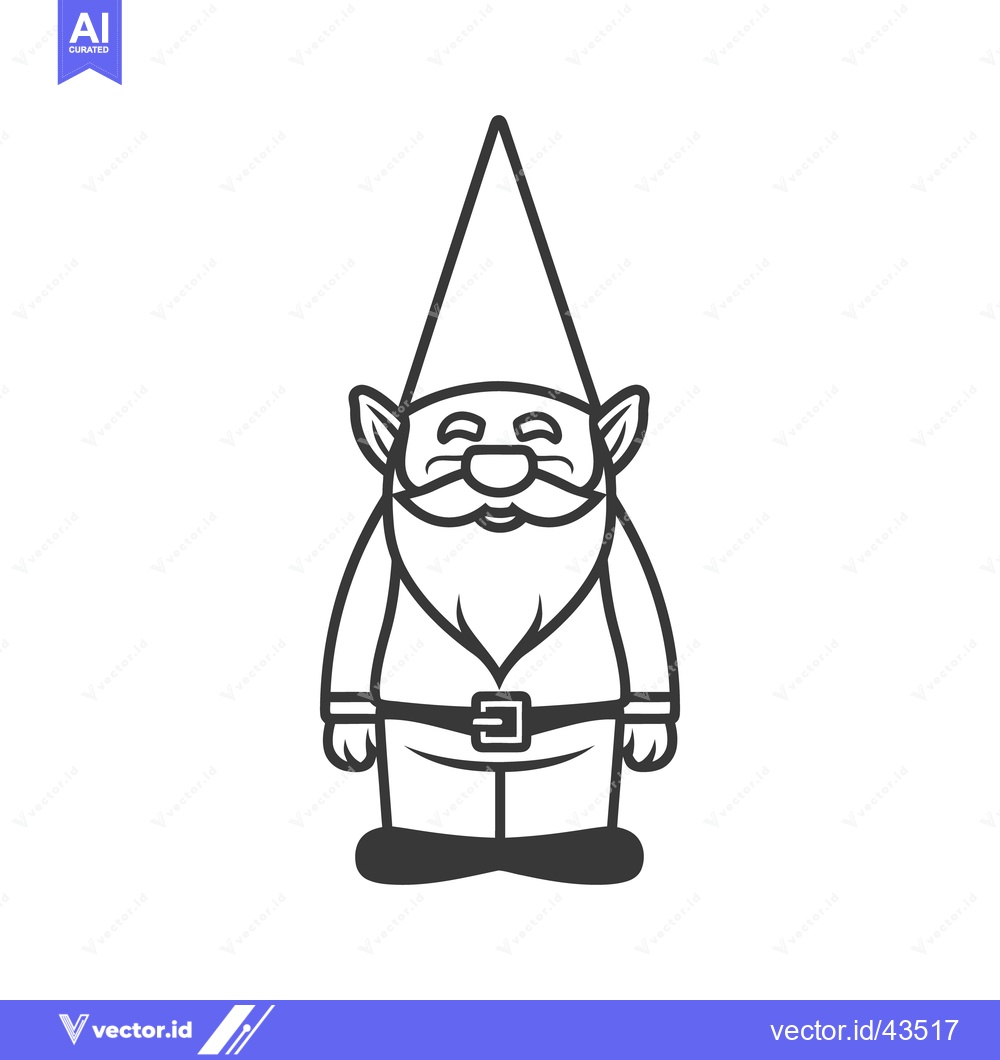 Premium Vector dari An illustration depicting a happy garden gnome with a long beard